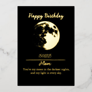 En Aluminium Invitation d'anniversaire de la lune d'or Foil
