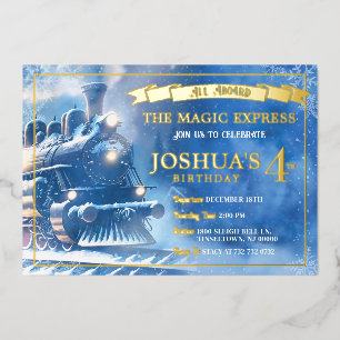 En Aluminium Invitation d'anniversaire de train magique