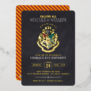En Aluminium Invitation d'anniversaire Harry Potter avec blason