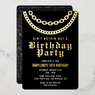 En Aluminium Invitation d'anniversaire Hip Hop avec feuille d'a