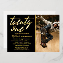 Invitation d'anniversaire moderne Black & Gold 21