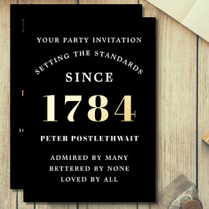 En Aluminium Invitation d'anniversaire noir or pour lui toute a