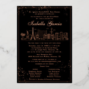 En Aluminium Invitation d'anniversaire Quinceañera Las Vegas or