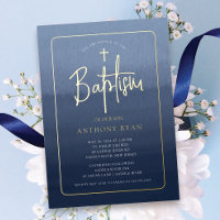 Invitation de baptême Bleu Bénédictions