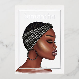 En Aluminium Invitation de Black Woman Birthday Party Foil