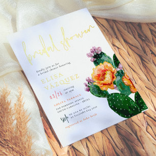 En Aluminium Invitation de douche de mariée Cactus & Fleurs Dés