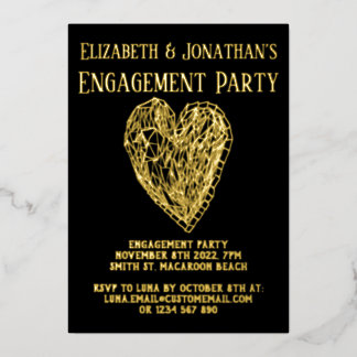 En Aluminium Invitation de fête de fiançailles Crystal Heart Lu
