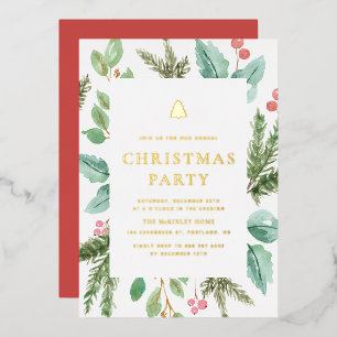 En Aluminium Invitation de fête de Noël avec feuillage d'hiver