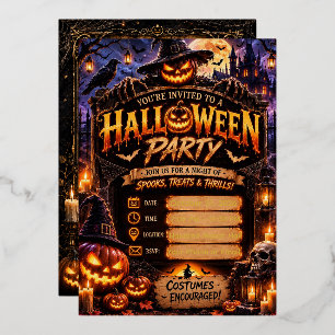 En Aluminium 🎃 Invitation de fête Halloween modifiable   Épouv