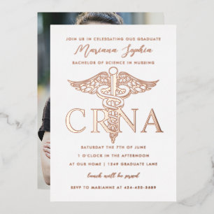 En Aluminium Invitation de fin d'études d'infirmière CRNA avec