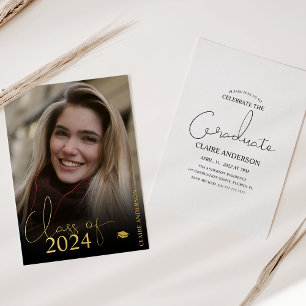 En Aluminium Invitation de fin d'études élégante avec photo et 