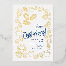 Invitation de Foil de Rôtissage d'Huîtres Côtières