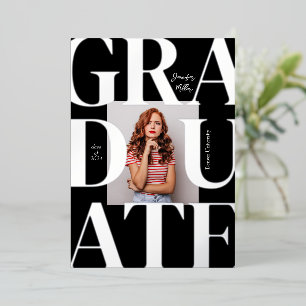 En Aluminium Invitation de Graduation Photo Classique Gras