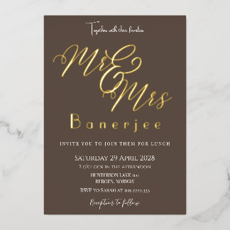 En Aluminium Invitation de M. et Mme Mariage Foil