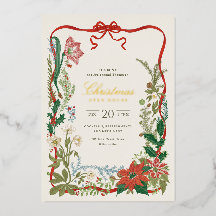 Invitation de maison ouverte de Noël botanique vin