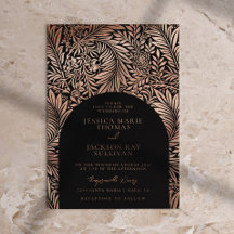 Invitation de Mariage à huile Floral noir et Rose