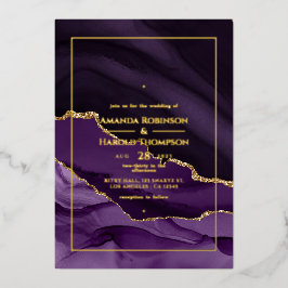 En Aluminium Invitation de Mariage à l'huile d'agate violet et