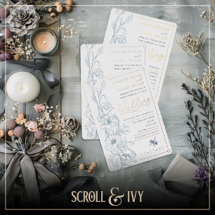 En Aluminium Invitation de mariage aux fleurs sauvages Art Déco