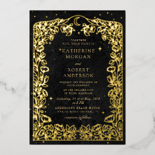 En Aluminium Invitation de mariage bleu minuit céleste étoiles