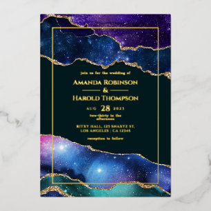 En Aluminium Invitation de Mariage d'agate Galaxy