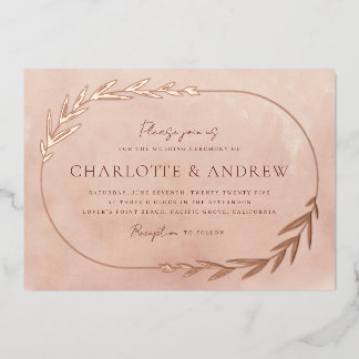 En Aluminium Invitation de mariage élégante avec rameau floral
