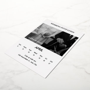 En Aluminium Invitation De Mariage Élégante Noir Et Blanc