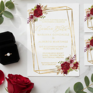 En Aluminium Invitation de mariage espagnole Real Gold
