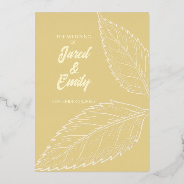 En Aluminium Invitation de Mariage Feuille d'or doux (Recto)