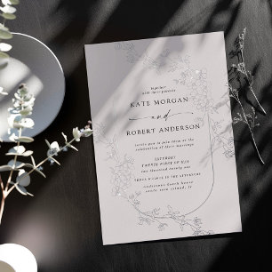En Aluminium Invitation de Mariage floral moderne
