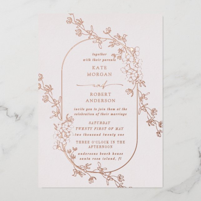 En Aluminium Invitation de Mariage floral moderne (Recto)