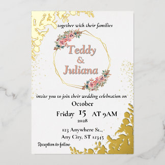 En Aluminium Invitation de mariage florale Élégante Verdure