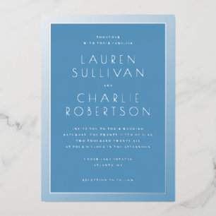 En Aluminium Invitation de mariage formelle bleue élégante