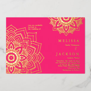 En Aluminium Invitation de mariage mandala or délicat rose