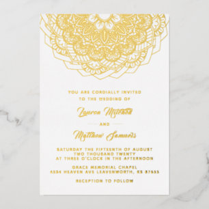 En Aluminium Invitation de mariage mandala or feuille d'alumini