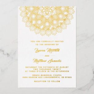 En Aluminium Invitation de mariage mandala or feuille d'alumini