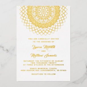 En Aluminium Invitation de mariage mandala or feuille d'alumini