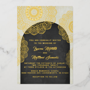 En Aluminium Invitation de mariage mandala or feuille d'alumini