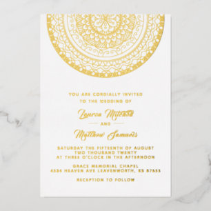 En Aluminium Invitation de mariage mandala or papier d'aluminiu