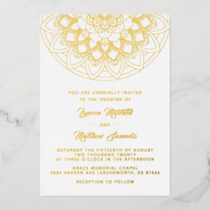 En Aluminium Invitation de mariage mandala or papier d'aluminiu