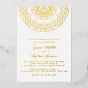 En Aluminium Invitation de mariage mandala or papier d'aluminiu