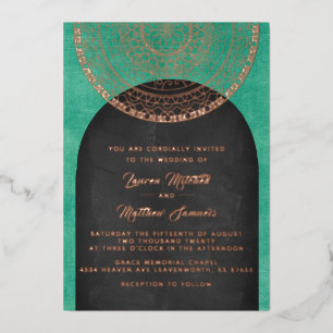 En Aluminium Invitation de mariage mandala or papier d'aluminiu