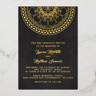En Aluminium Invitation de mariage mandala or papier d'aluminiu