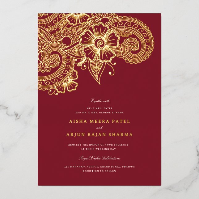 En Aluminium Invitation de mariage Mod Mehandi (Recto)
