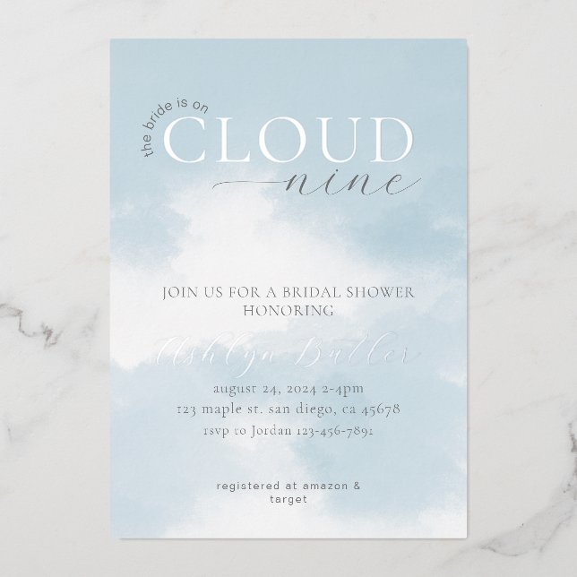 En Aluminium Invitation de neuf nuptiales de nuage (Recto)