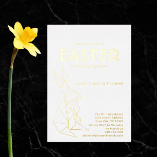 En Aluminium Invitation de Pâques Brunch Gold Foil
