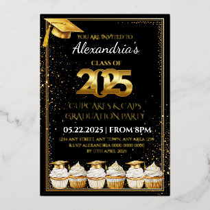 En Aluminium Invitation de remise des diplômes Cupcakes & Caps