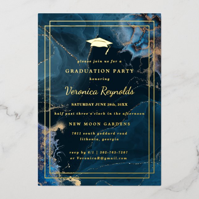 En Aluminium Invitation de remise des diplômes | Marbre Géode O (Recto)