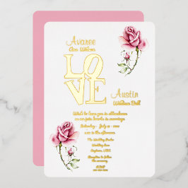 En Aluminium Invitation de Rose d'aquarelle rose et d'huile d'o