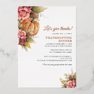 En Aluminium Invitation de Thanksgiving Citrouille Automne Rose
