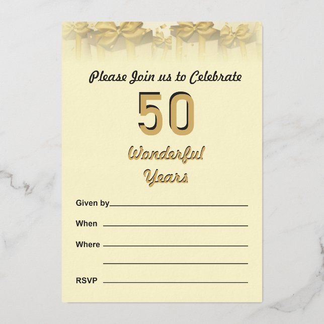 En Aluminium Invitation du 50e anniversaire du Mariage (Recto)